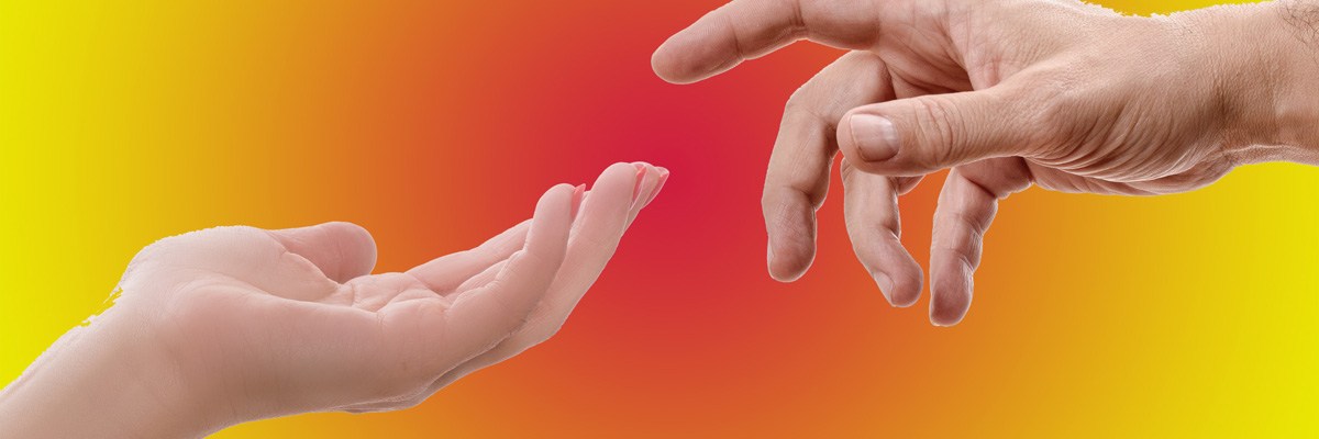 Hoes Grande-Duchesse Huidhonger met twee elkaar net niet rakende handen